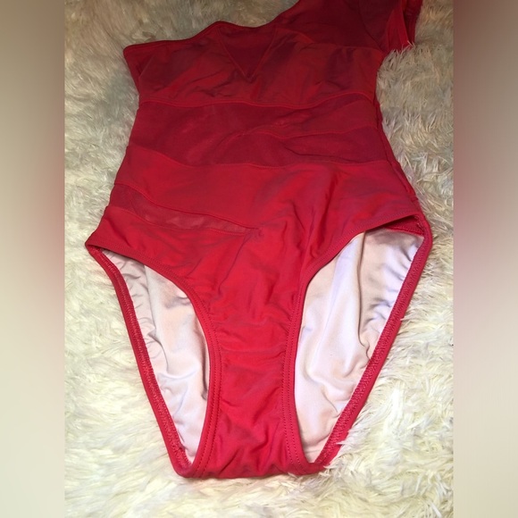 VENUS Red Deep Pink One-Shoulder One Piece Swimsuit - Picture 2 of 15
